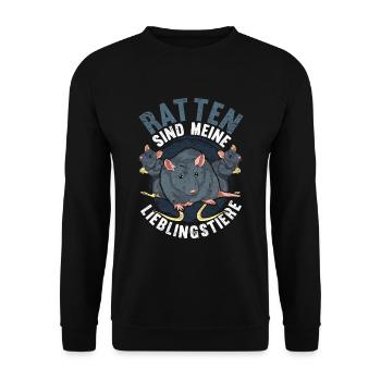 Ratten sind meine Lieblingstiere Lustiges Ratte - Unisex Pullover - Schwarz - Vorne - Alina (178cm) & Michal (187cm)