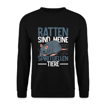 Ratten sind meine spirituellen Tiere Ratte - Unisex Pullover - Schwarz - Vorne - Alina (178cm) & Michal (187cm)
