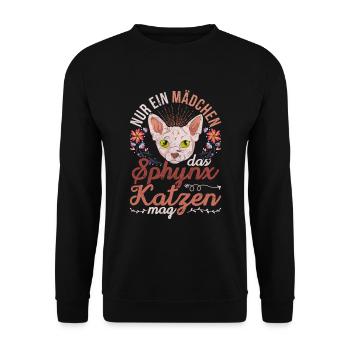 Nur ein Mädchen das Sphynx Katzen mag Sphynx Katze - Unisex Pullover - Schwarz - Vorne - Alina (178cm) & Michal (187cm)