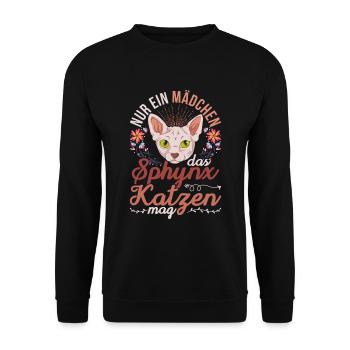 Okkult Nacktkatze Mädchen Geschenk Sphynx Katze - Unisex Pullover - Schwarz - Vorne - Alina (178cm) & Michal (187cm)