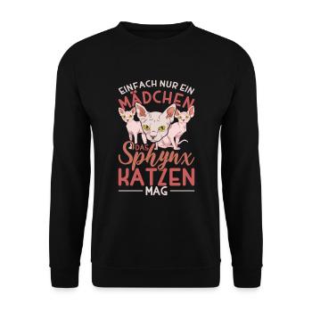 Okkultismus Katze Mädchen Geschenk Sphynx Katze - Unisex Pullover - Schwarz - Vorne - Alina (178cm) & Michal (187cm)