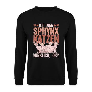 Ich mag Sphynx Katzen wirklich ok Sphynx Katze - Unisex Pullover - Schwarz - Vorne - Alina (178cm) & Michal (187cm)