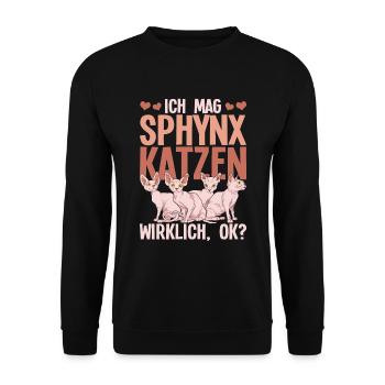 Okkult Nacktkatze Geschenk Lustiges Sphynx Katze - Unisex Pullover - Schwarz - Vorne - Alina (178cm) & Michal (187cm)