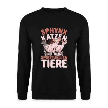Okkultismus Katze Lustiges Geschenk Sphynx Katze - Unisex Pullover - Schwarz - Vorne - Alina (178cm) & Michal (187cm)