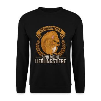 Eichhörnchen sind meine Lieblingstiere Wald Tier - Unisex Pullover - Schwarz - Vorne - Alina (178cm) & Michal (187cm)