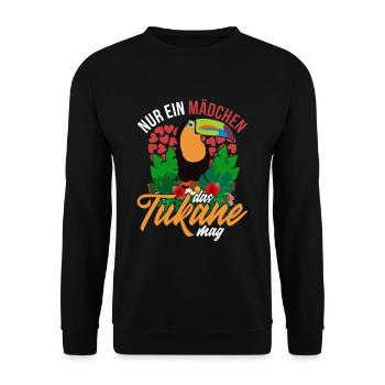 Tropischer Vogel Mädchen Geschenk Exotisches Tukan - Unisex Pullover - Schwarz - Vorne - Alina (178cm) & Michal (187cm)