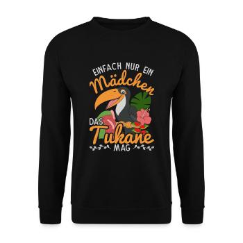Exotischer Vogel Mädchen Geschenk Tropisches Tukan - Unisex Pullover - Schwarz - Vorne - Alina (178cm) & Michal (187cm)