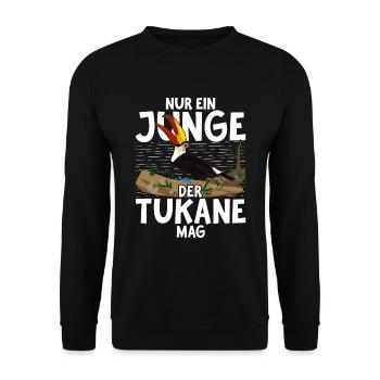 Tropischer Vogel Jungen Geschenk Exotisches Tukan - Unisex Pullover - Schwarz - Vorne - Alina (178cm) & Michal (187cm)