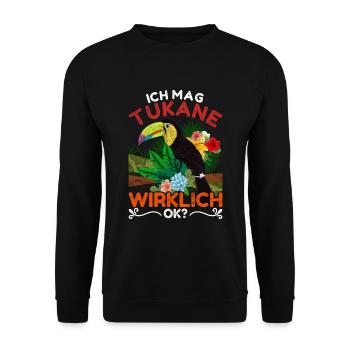 Ich mag Tukane wirklich ok Tropischer Vogel Tukan - Unisex Pullover - Schwarz - Vorne - Alina (178cm) & Michal (187cm)