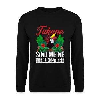 Tukane sind meine Lieblingstiere Lustiges Tukan - Unisex Pullover - Schwarz - Vorne - Alina (178cm) & Michal (187cm)