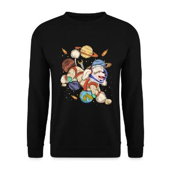 Galaxie Astronaut Hunde Geschenk Weltraum Pudel - Unisex Pullover - Schwarz - Vorne - Alina (178cm) & Michal (187cm)