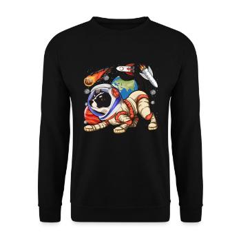 Frenchie Hunde Geschenk Astronaut Bulldogge - Unisex Pullover - Schwarz - Vorne - Alina (178cm) & Michal (187cm)