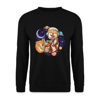 Kawaii Astronaut Dogs Gift Space Shiba Inu - Unisex Sweatshirt - black - Front - Alina (178cm) & Michal (187cm)