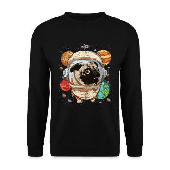 Galaxy Astronaut Dogs Gift Space Pug - Unisex Sweatshirt - black - Front - Alina (178cm) & Michal (187cm)