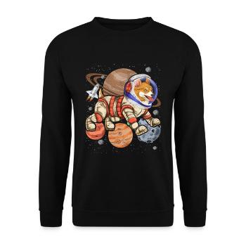 Galaxie Astronaut Hunde Geschenk Weltraum Corgi - Unisex Pullover - Schwarz - Vorne - Alina (178cm) & Michal (187cm)