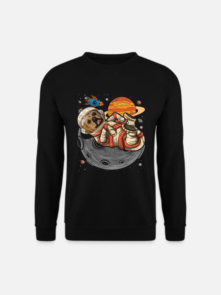 Galaxie Astronaut Hunde Geschenk Weltraum Puggle - Unisex Pullover - Schwarz