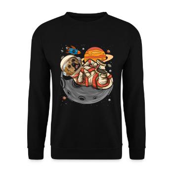 Universe Dogs Gift Space Astronaut Puggle - Unisex Sweatshirt - black - Front - Alina (178cm) & Michal (187cm)
