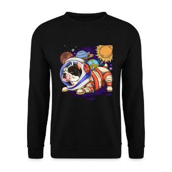 Universe Dogs Gift Astronaut Bulldog - Unisex Sweatshirt - black - Front - Alina (178cm) & Michal (187cm)