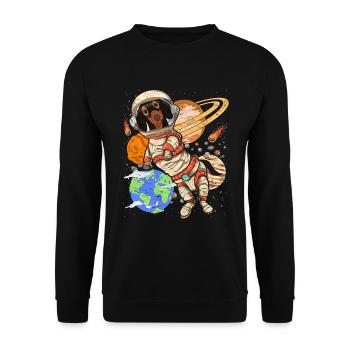 Galaxy Astronaut Dogs Gift Space Teckel - Sweat-shirt Unisexe - noir - Devant - Alina (178cm) & Michal (187cm)