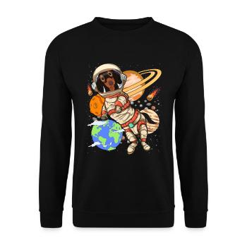 Universe Dogs Gift Space Astronaut Dachshund - Unisex Sweatshirt - black - Front - Alina (178cm) & Michal (187cm)