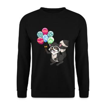 Waldbewohner Trash Panda Geschenk Ballon Waschbär - Unisex Pullover - Schwarz - Vorne - Alina (178cm) & Michal (187cm)