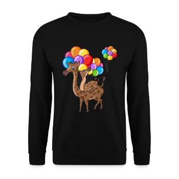Africa Safari Animal Gift Mignon Ballon Girafe - Sweat-shirt Unisexe - noir - Devant - Alina (178cm) & Michal (187cm)