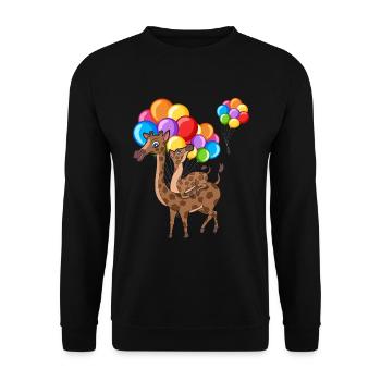 Afrika Tier Geschenk Niedliches Ballon Giraffe - Unisex Pullover - Schwarz - Vorne - Alina (178cm) & Michal (187cm)