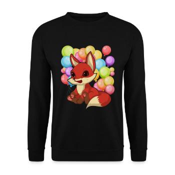 Waldbewohner Tierfreund Geschenk Ballon Fuchs - Unisex Pullover - Schwarz - Vorne - Alina (178cm) & Michal (187cm)