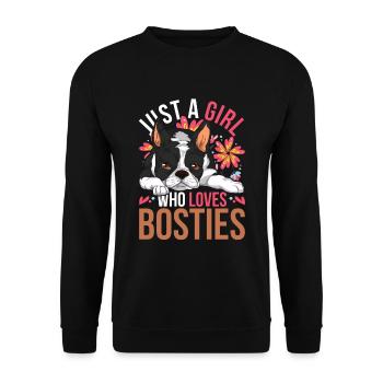 Fleurs Chiens Fille Bostie Cadeau Boston Terrier - Sweat-shirt Unisexe - noir - Devant - Alina (178cm) & Michal (187cm)