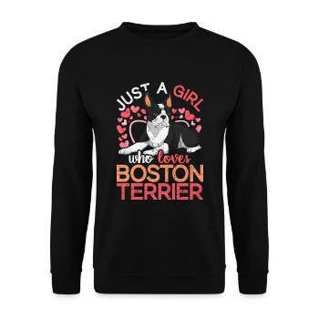 Nur ein Mädchen das Boston Terrier liebt Bostie - Unisex Pullover - Schwarz - Vorne - Alina (178cm) & Michal (187cm)