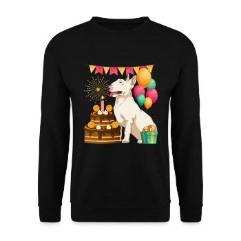 Birthday Party Dogs Gift Bull Terrier - Unisex Sweatshirt - black - Front - Alina (178cm) & Michal (187cm)