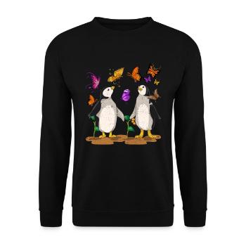 Insect Zoo Animal Gift Butterfly Penguin - Unisex Sweatshirt - black - Front - Alina (178cm) & Michal (187cm)