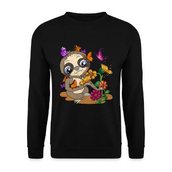 Zoo Tier Insekt Geschenk Schmetterling Faultier - Unisex Pullover - Schwarz - Vorne - Alina (178cm) & Michal (187cm)