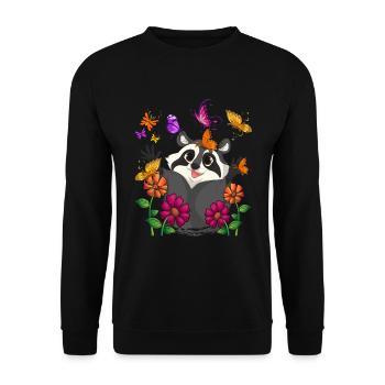 Trash Panda Animal Gift Butterfly Raccoon - Unisex Sweatshirt - black - Front - Alina (178cm) & Michal (187cm)