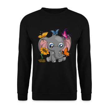 Cute Zoo Animal Gift Butterfly Elephant - Unisex Sweatshirt - black - Front - Alina (178cm) & Michal (187cm)