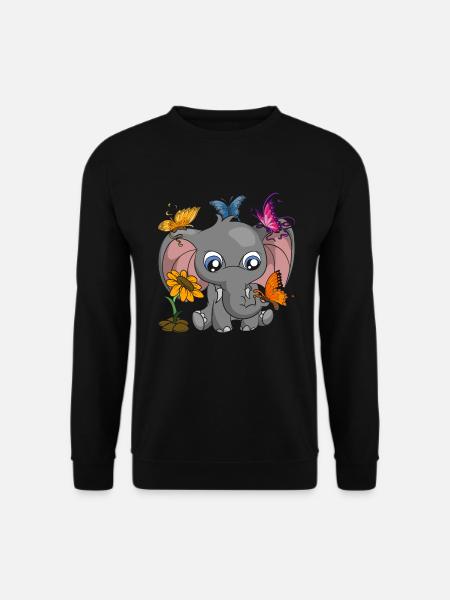 Niedliches Zoo Tier Geschenk Schmetterling Elefant - Unisex Pullover - Schwarz