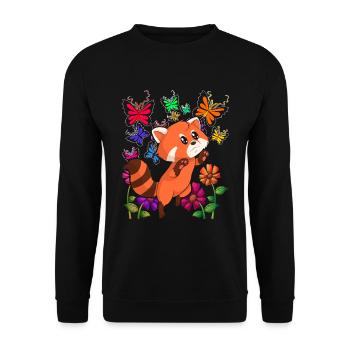 China Tier Geschenk Schmetterling Roter Panda - Unisex Pullover - Schwarz - Vorne - Alina (178cm) & Michal (187cm)