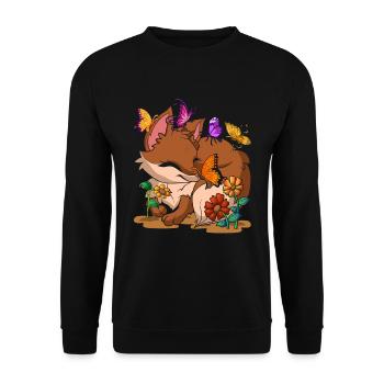 Mignon animal de forêt cadeau papillon renard - Sweat-shirt Unisexe - noir - Devant - Alina (178cm) & Michal (187cm)