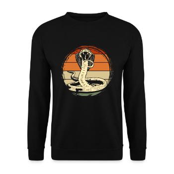 Retro Schlange Raubtier Reptil Geschenk Kobra - Unisex Pullover - Schwarz - Vorne - Alina (178cm) & Michal (187cm)