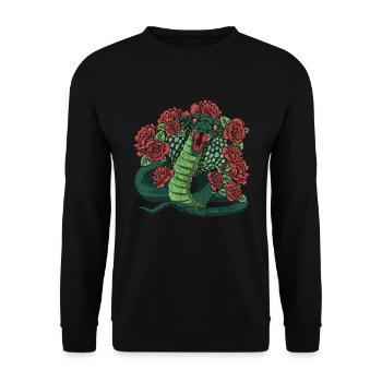 Snake Predator Reptile Gift Roses Cobra - Unisex Sweatshirt - black - Front - Alina (178cm) & Michal (187cm)