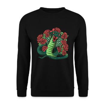 Roses Snake Animal Lover Reptile Gift Cobra - Unisex Sweatshirt - black - Front - Alina (178cm) & Michal (187cm)