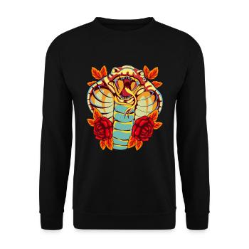 Reptile Snake Gift Colorful Roses Cobra - Unisex Sweatshirt - black - Front - Alina (178cm) & Michal (187cm)