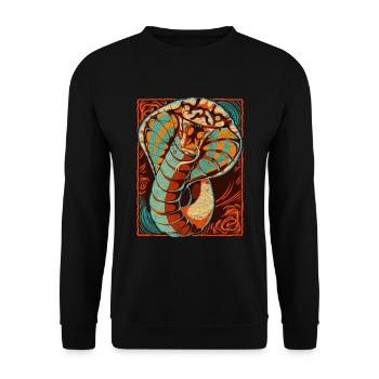 Reptilien Schlange Geschenk Farbenfrohes Kobra - Unisex Pullover - Schwarz - Vorne - Alina (178cm) & Michal (187cm)