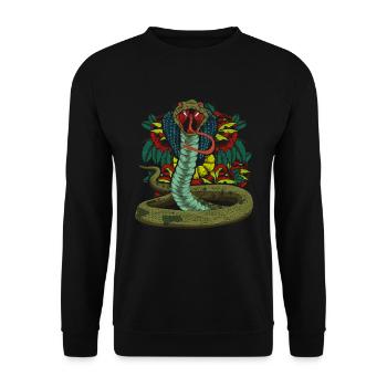 Tropical Flowers Reptile Snake Gift Cobra - Unisex Sweatshirt - black - Front - Alina (178cm) & Michal (187cm)