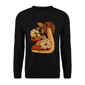 Vintage Flower Snake Gift Reptile Cobra - Unisex Sweatshirt - black - Front - Alina (178cm) & Michal (187cm)