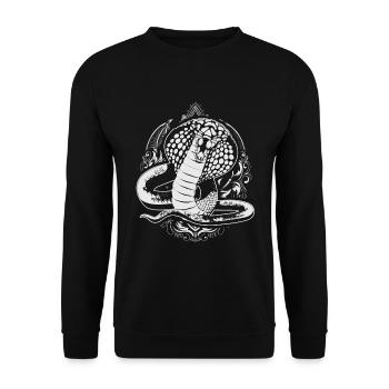 Tierliebhaber Raubtier Schlange Geschenk Kobra - Unisex Pullover - Schwarz - Vorne - Alina (178cm) & Michal (187cm)