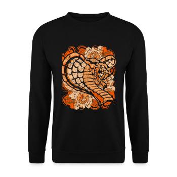 Zoo Tier Reptil Raubtier Geschenk Schlange Kobra - Unisex Pullover - Schwarz - Vorne - Alina (178cm) & Michal (187cm)