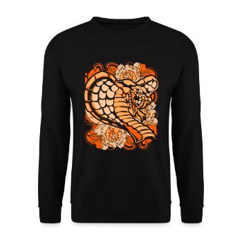 Reptilien Schlange Raubtier Geschenk Tier Kobra - Unisex Pullover - Schwarz - Vorne - Alina (178cm) & Michal (187cm)