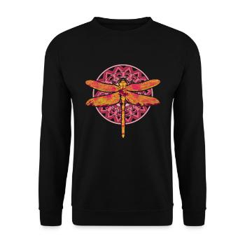 Tier Mandala Insekt Tierliebhaber Geschenk Libelle - Unisex Pullover - Schwarz - Vorne - Alina (178cm) & Michal (187cm)