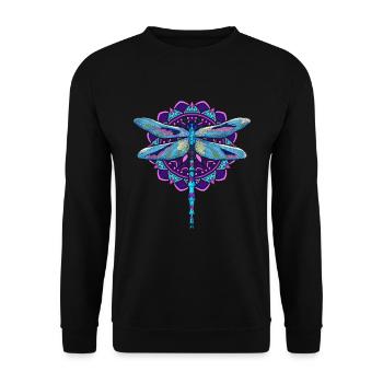 Mandala Animal Lover Insect Gift Dragonfly - Unisex Sweatshirt - black - Front - Alina (178cm) & Michal (187cm)